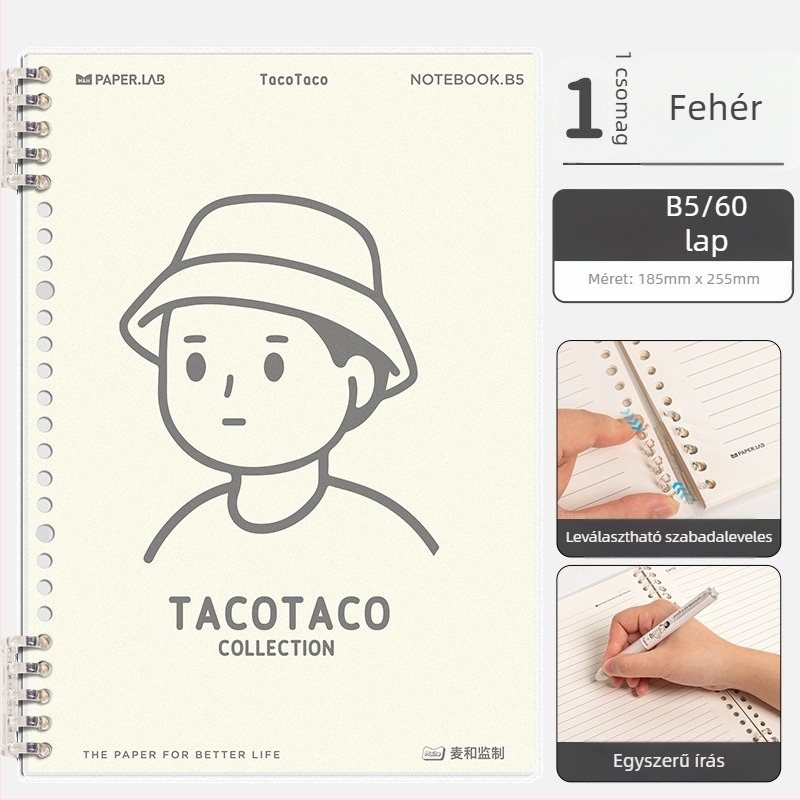 Maihe Taco leválasztható spirálos notesz, 60 lap, papír