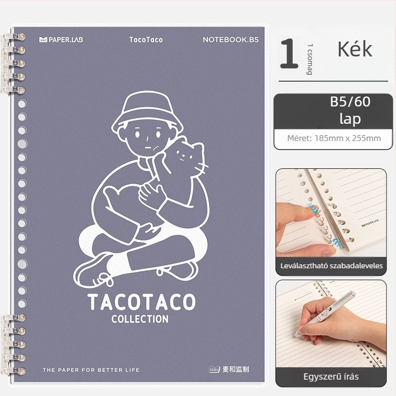 Maihe Taco leválasztható spirálos notesz, 60 lap, papír