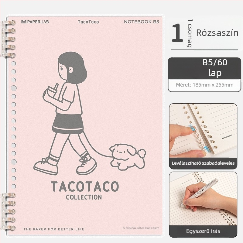 Maihe Taco leválasztható spirálos notesz, 60 lap, papír