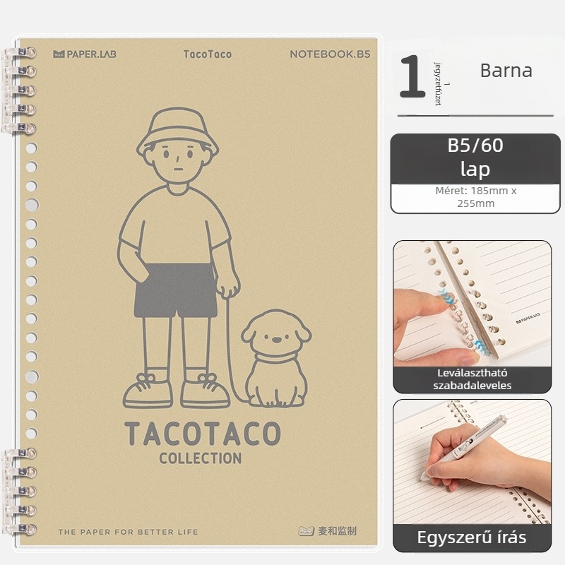 Maihe Taco leválasztható spirálos notesz, 60 lap, papír