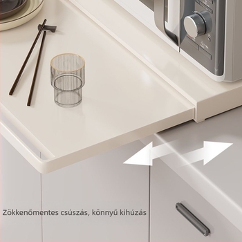 Mikrohullámú sütőhöz konyhai állvány alsó tartóval és kihúzható előkészítő eszközzel (Anyag: szénacél; Modell: 47-39; Stílus: modern minimalist; Feldolgozás: minták szerint testreszabás)