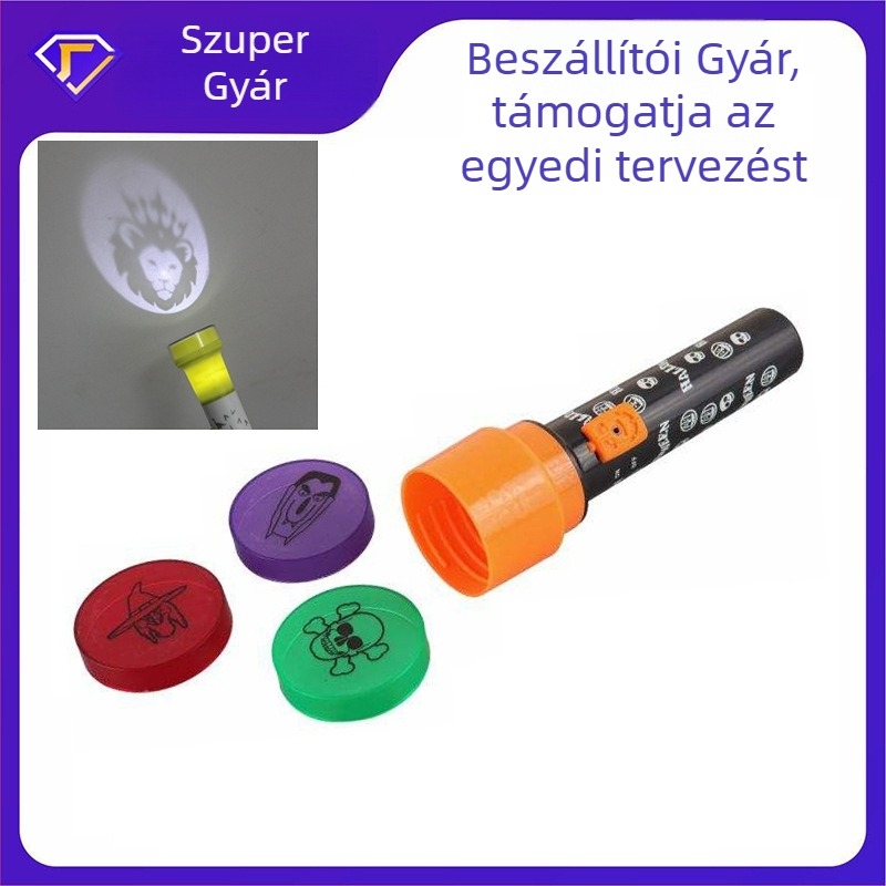 LED vetítéses zseblámpa személyre szabható mintákkal; Akkumulátor 3.7V; LED fényforrás; Műanyag ház; Hatótávolság legfeljebb 50 m
