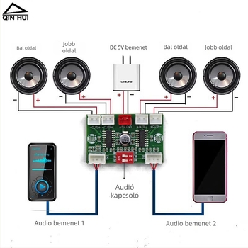 XH-A156 Négycsatornás PAM8403 digitális erősítő panel, USB 5V tápegellátás, DIY mini audio doboz retrofit modul