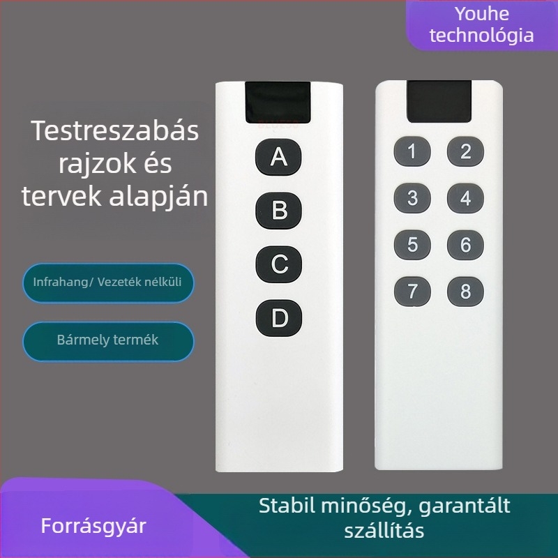 YH10 távirányító, infravörös 8 m hatótávolság, RF vezeték nélküli 433/2,4 GHz, szilikon burkolat