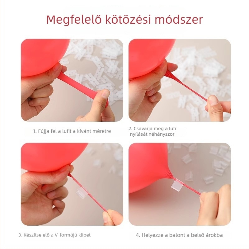 Friendly műanyagból készült automata lufi záróklipsz, kis lufikhoz, kerek formájú