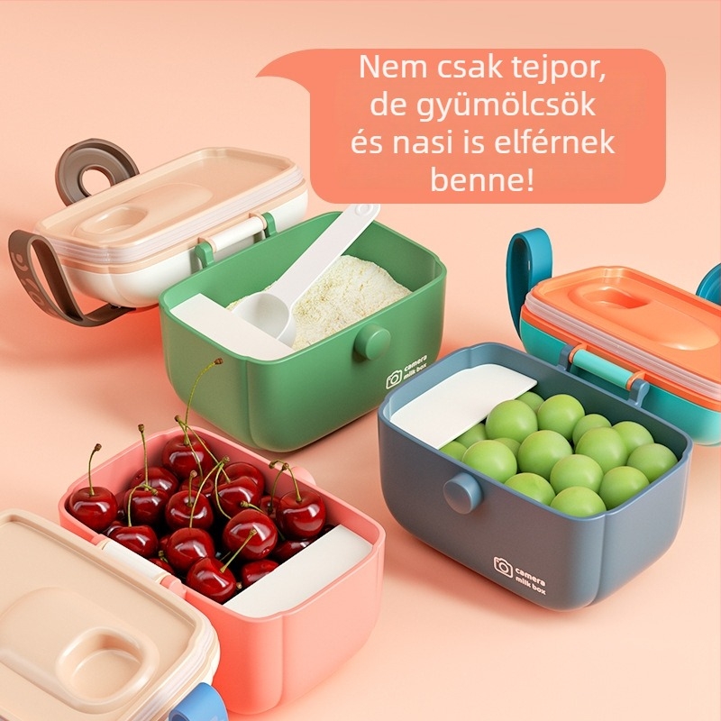 Baba tejpor tároló doboz - hordozható nyakpánttal, zárt antibakteriális, kamera-stílusú, Daxin márka, újszülött számára