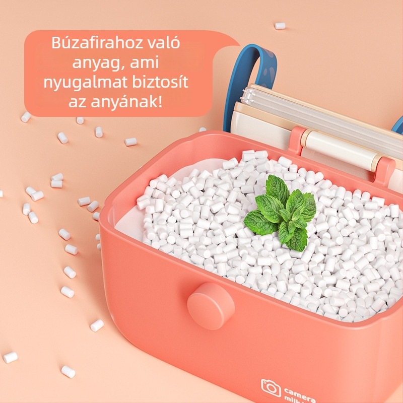 Baba tejpor tároló doboz - hordozható nyakpánttal, zárt antibakteriális, kamera-stílusú, Daxin márka, újszülött számára