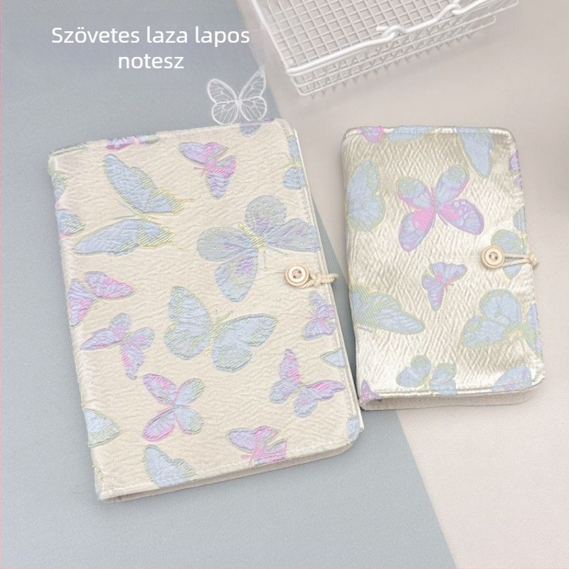 Textilből készült notesz leválasztható kötésű, papírlapok