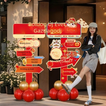 Bevásárlóközponti helyszínelrendezési rekvizit — papír jelzőtábla, ünnepi stílus, Come to joy márka, a Tavaszi Fesztiválhoz