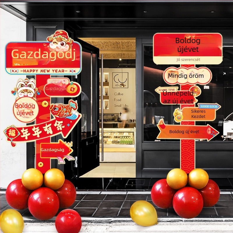 Bevásárlóközponti helyszínelrendezési rekvizit — papír jelzőtábla, ünnepi stílus, Come to joy márka, a Tavaszi Fesztiválhoz