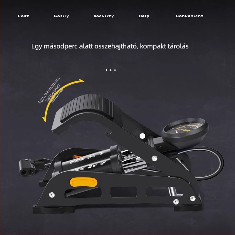 Lábpumpa kerékpárokhoz, modell 2236, vasból készült konstrukció, 160 psi, vízszintes kivitel, láb által működtetett