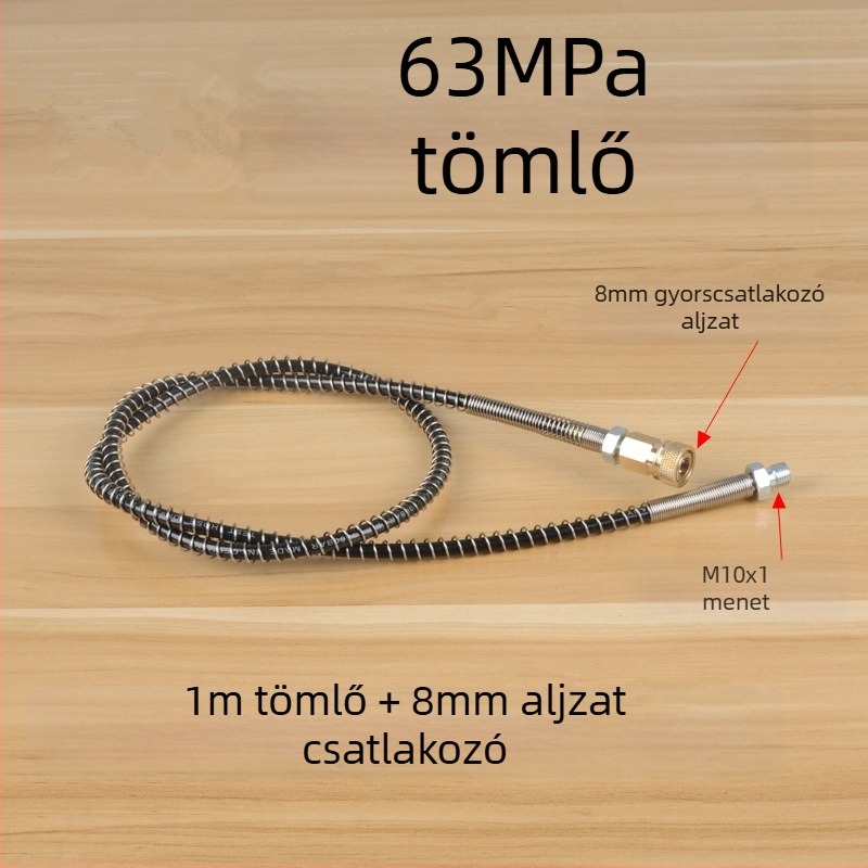 Magasnyomású tömlő légpumpához, 63 MPa / 30 MPa, kiáramló csatlakozó női csatlakozóval