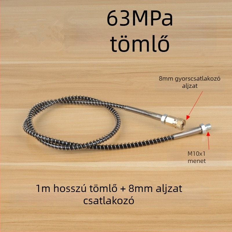Magasnyomású tömlő légpumpához, 63 MPa / 30 MPa, kiáramló csatlakozó női csatlakozóval