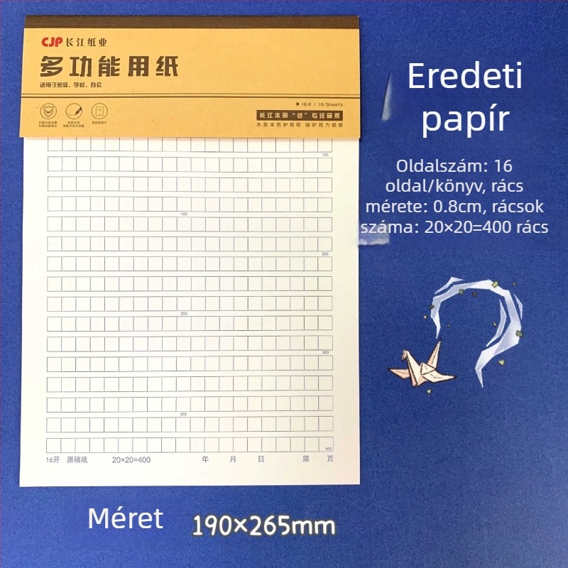 Yangtze River anti-miopiás kéziratpapír, 400 rácsos négyzetrács, egy- és kétsoros vonal
