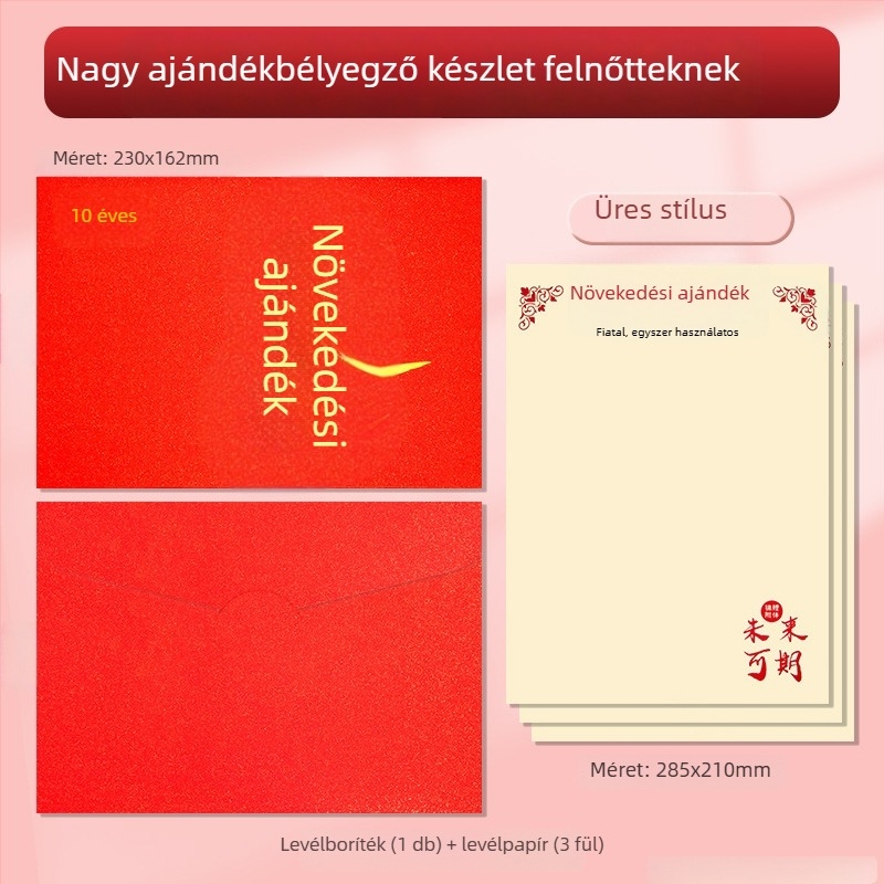 Felnőtté válás ünnepére szánt borítékos levélpapír készlet – Modell Z0026, Kínai boríték stílus, Márka Other, Import nélkül