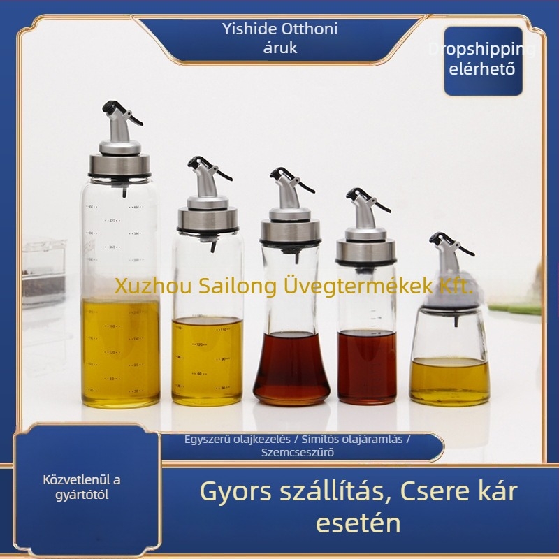 Yishide üveg olajtartó kanna — hőálló üveg, ívelt kifolyó a pontos öntéshez, modern, minimalist design