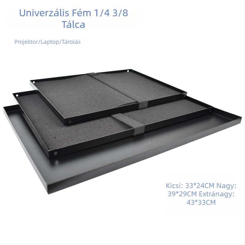 ET-2085 Háromlábú univerzális tál pro projektorhoz és notebookhoz — Kamera univerzális tál, Két univerzális fém tároló tál és egy vetítő tál