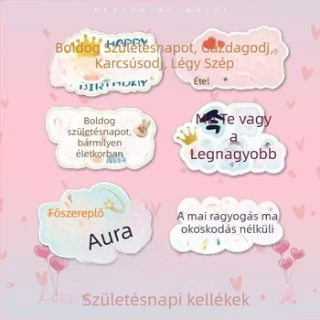 Születésnapi kézben tartott KT tábla fotórekvizit, Manheng, Anyag: Egyéb, Rendezvény dekorációhoz használt eszköz