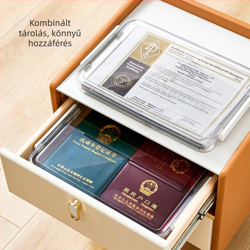 PET bizonyítvány-tároló doboz fedéllel, dokumentumok és irodai kellékek rendezője, CD-khez és papírmunkához, modern minimalista stílus