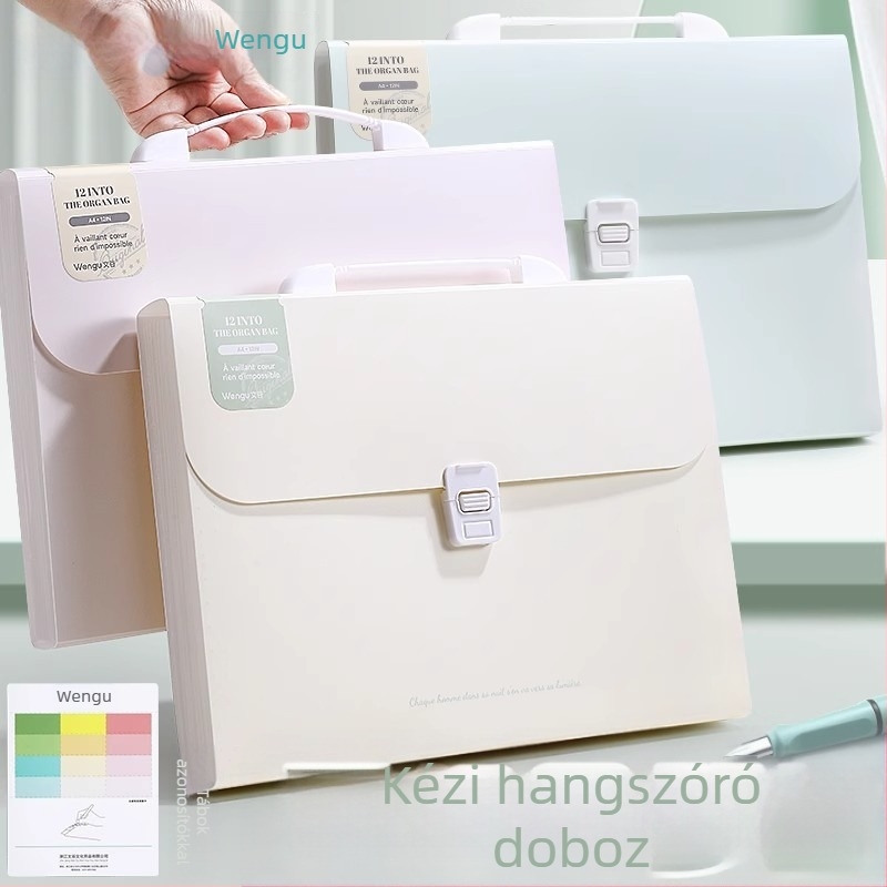 Wengu hordozható akordeon irattartó, 12 rekesz, több rétegű, PP anyag, 0,6 mm vastagság