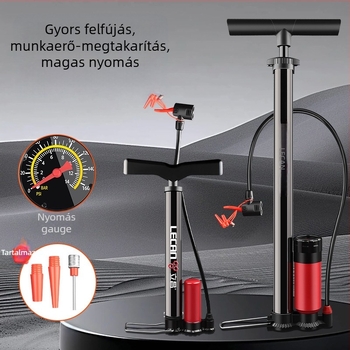 Lábpedálos kerékpárpumpa — modell LC202482001, vasból készült kivitel, légnyomás 500, tömeg 0,24 kg