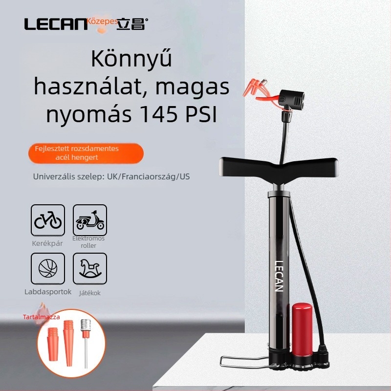 Lábpedálos kerékpárpumpa — modell LC202482001, vasból készült kivitel, légnyomás 500, tömeg 0,24 kg