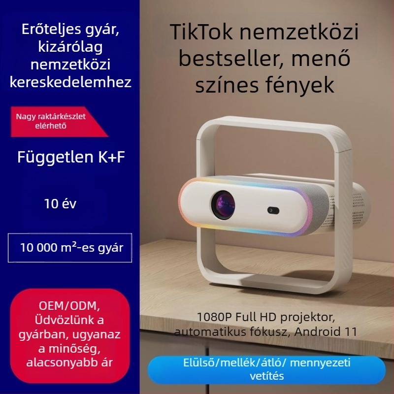 otthoni hordozható projektor, 1080P, 370 ANSI lm, vetítési méret 150 hüvelykig, 72W