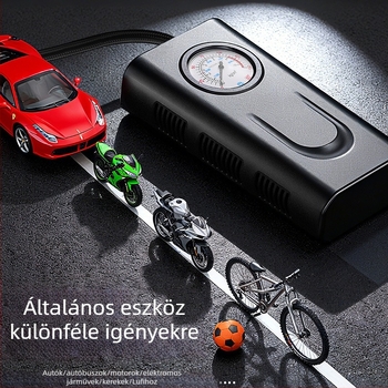 Hordozható vezeték nélküli elektromos autó légpumpa, USB tápegységgel, 12V, 120W, digitális kijelző, 25 L/min