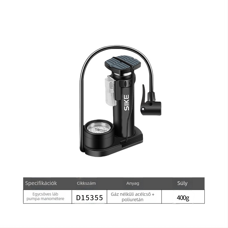 Pedálos légtartó pumpa autókhoz és kerékpárokhoz — vas test, maximális nyomás 160 psi, hossz 295 mm, tömeg 1.8 kg, modell QT