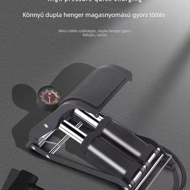 Lábpumpa, horizontális pedállal, vas test, 160 psi, kerékpárhoz