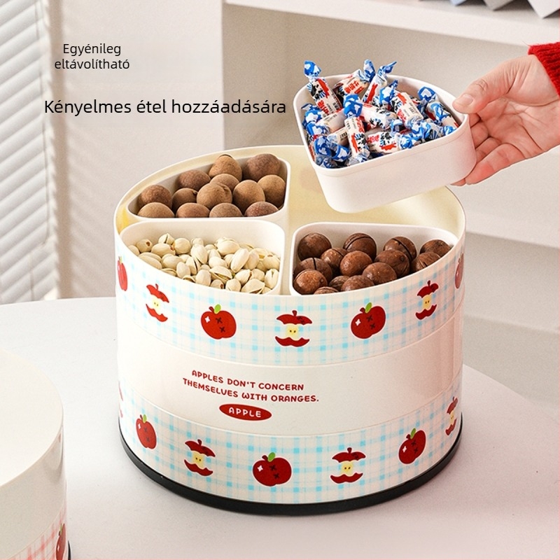 Műanyag gyümölcs tál fedővel, rajzfilmszerű dizájn, élelmiszer-minőségű, alkalmas diófélékre, cukorkákra és rágcsálnivalókra