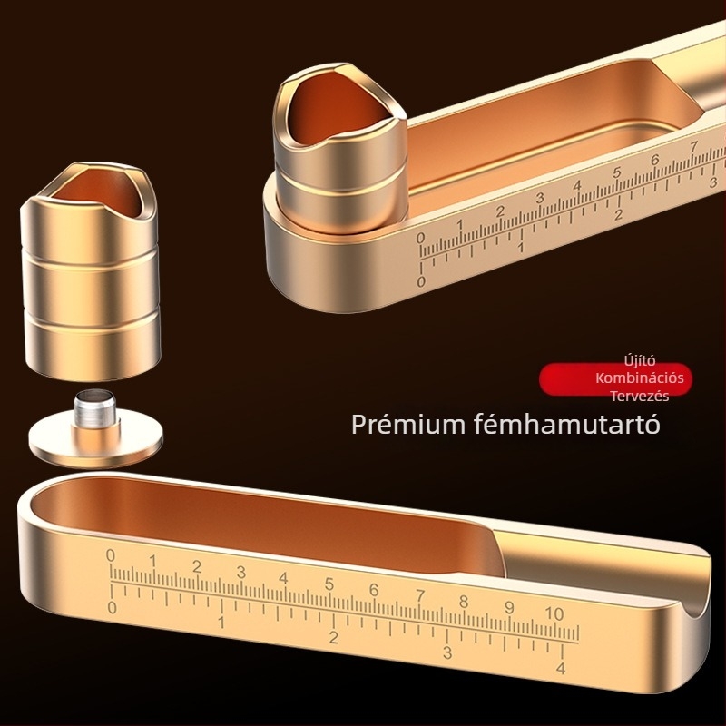 Szivar hamutál, hamutartóval és puncolóval, alumínium, CNC csiszolt felület, egyszerű, könnyű luxus stílus