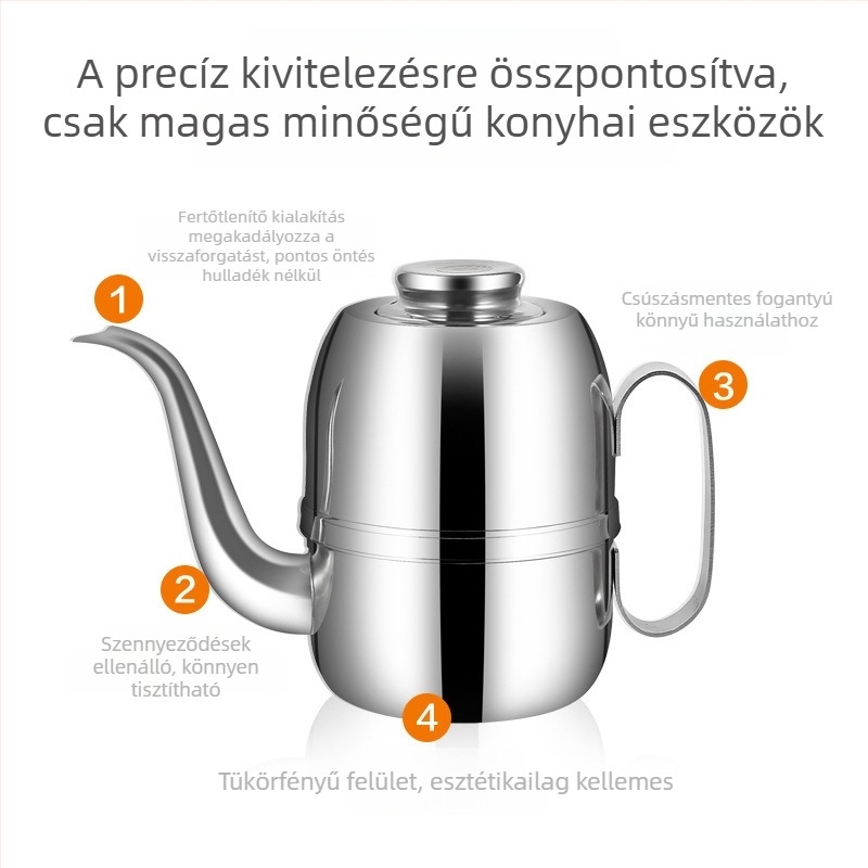 Nine Boats rozsdamentes acélból készült olajtartó kanna, nagy kapacitás, többfunkciós, logóval ellátva, modern minimalista stílus