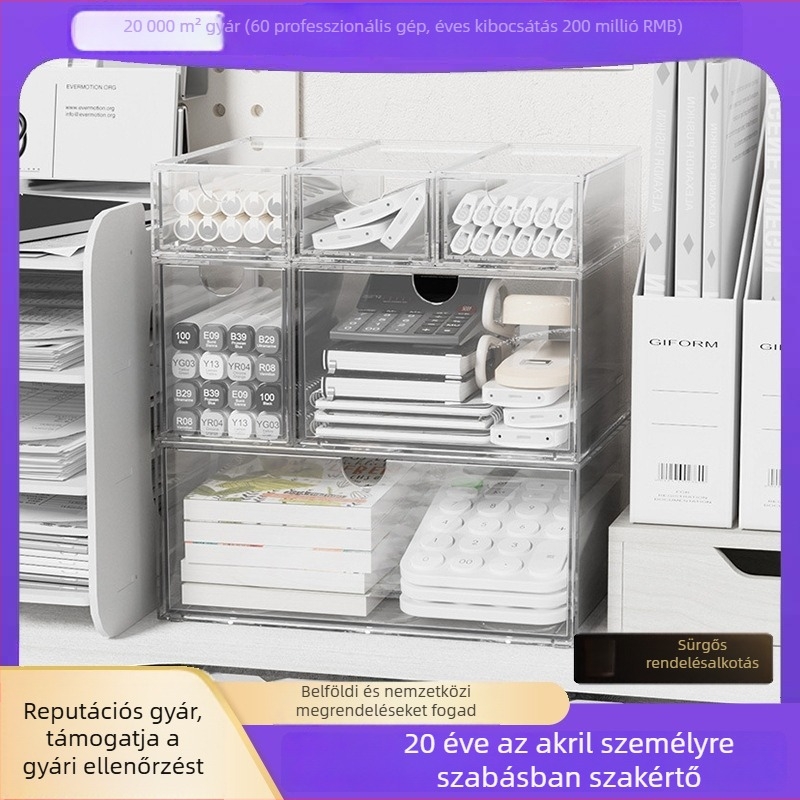 PET-anyagú asztali tároló doboz, porálló, halmozható, extralarge kapacitás, 1 L.