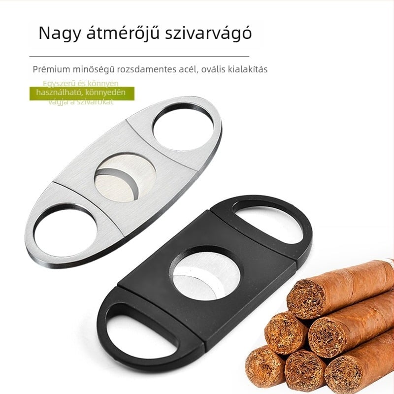 Szivarvágó rozsdamentes acélból, kettős élű, csiszolt felület, modern minimalista dizájn