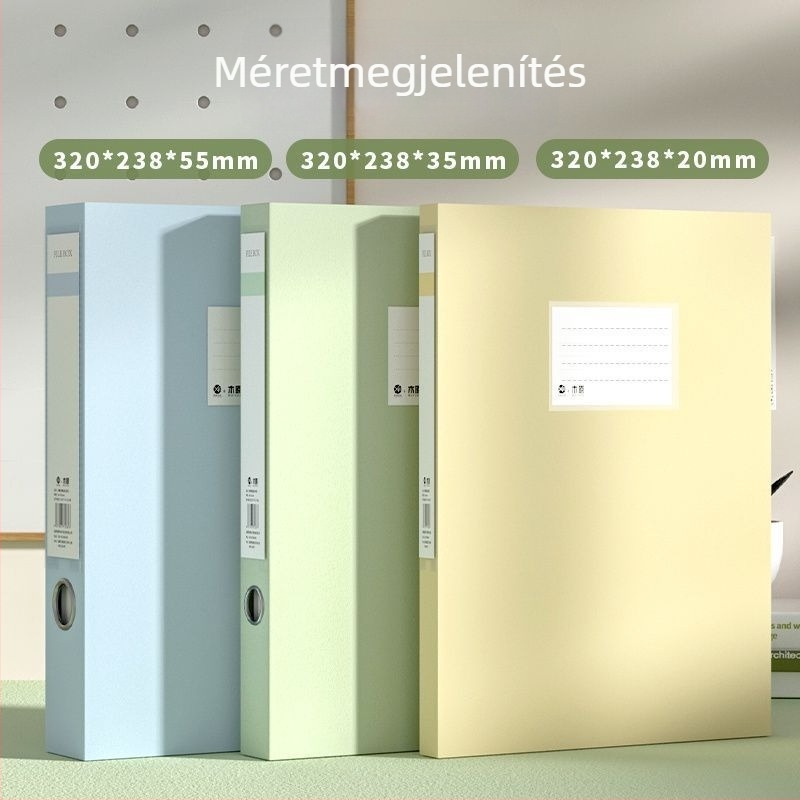 PP A4 dokumentumtároló doboz címkével, 20/35/55 mm vastagság, logó nélkül