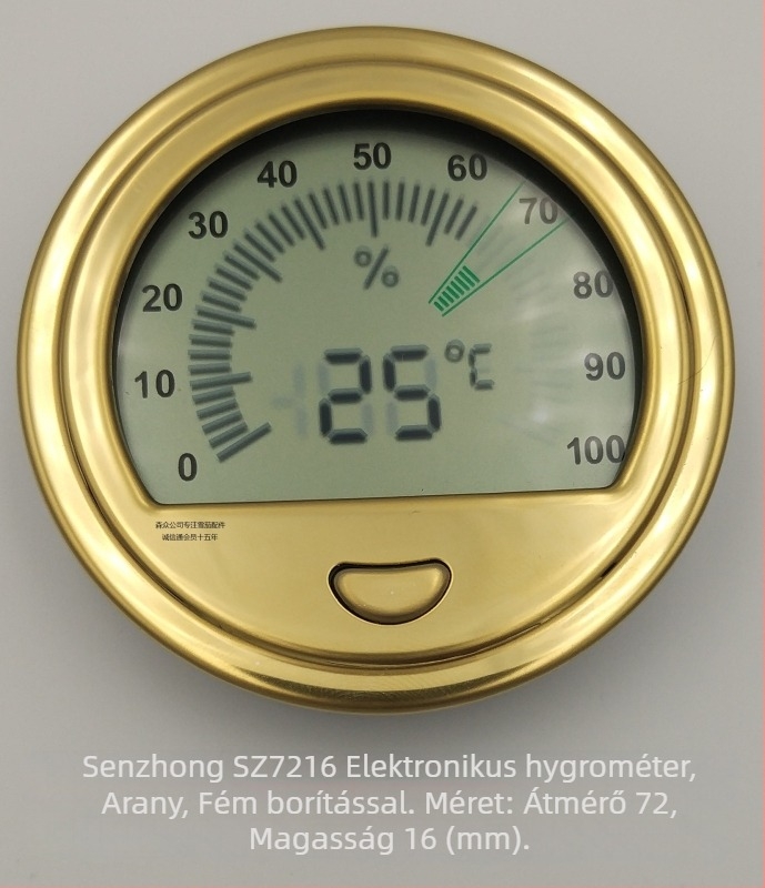 Szivar nedvességmérő doboz elektronikus higrométerrel és párásítóval - rozsdamentes acél, Senzhong, egyszerű stílus