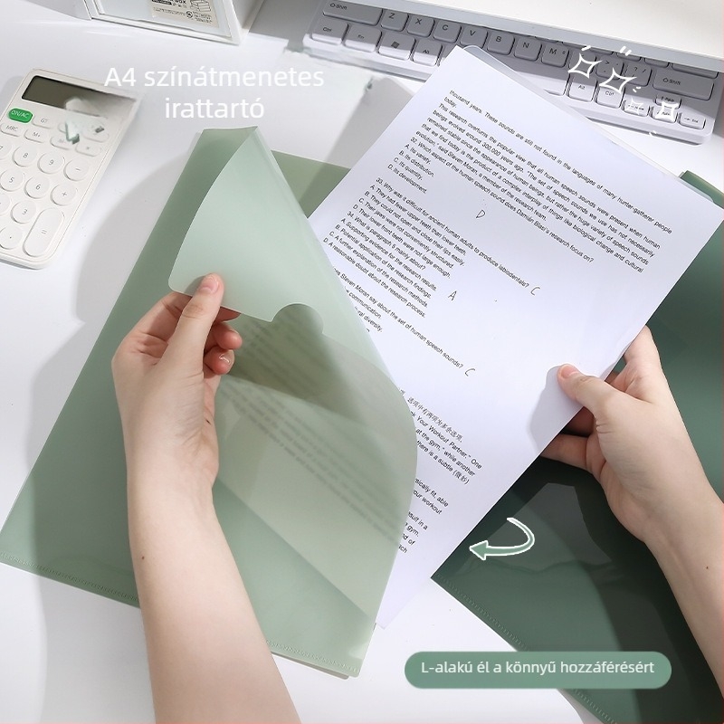 Gradiens színű A4-es dokumentumtartó átlátszó betétzsebbel, L-alakú csíptetővel, vízálló és vastag, irodai tároláshoz