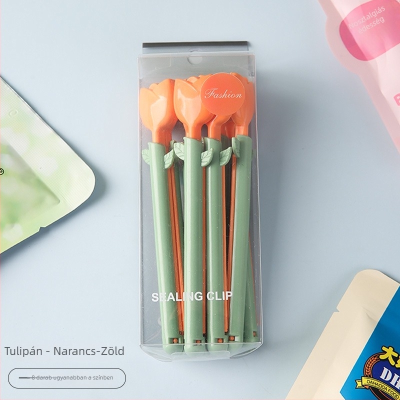 Tulipán alakú záróklipek, nedvességálló és frissességmegőrző, 8 darabos PVC dobozban | Youyue márka