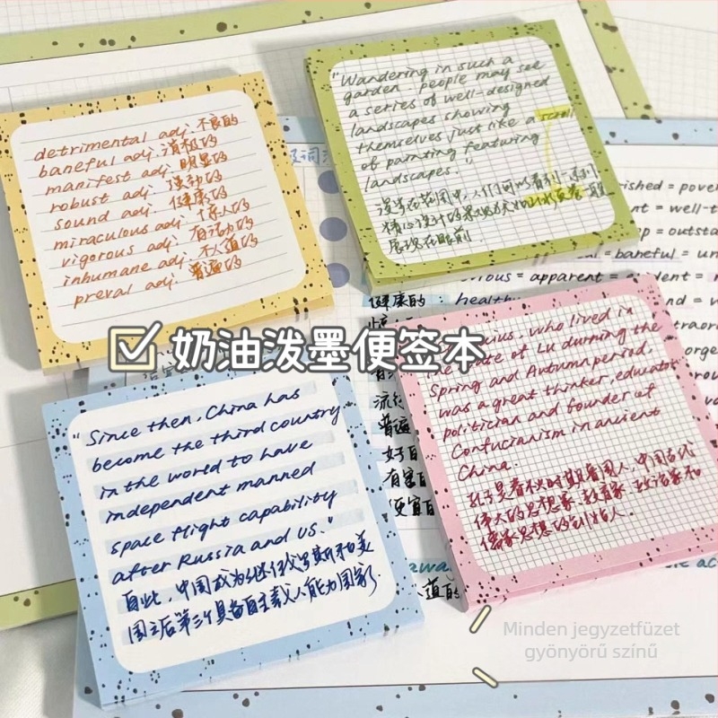 Hordozható jegyzetfüzet tintafolt mintázattal, szakítható lapokkal, 50 oldal, ragasztómentes