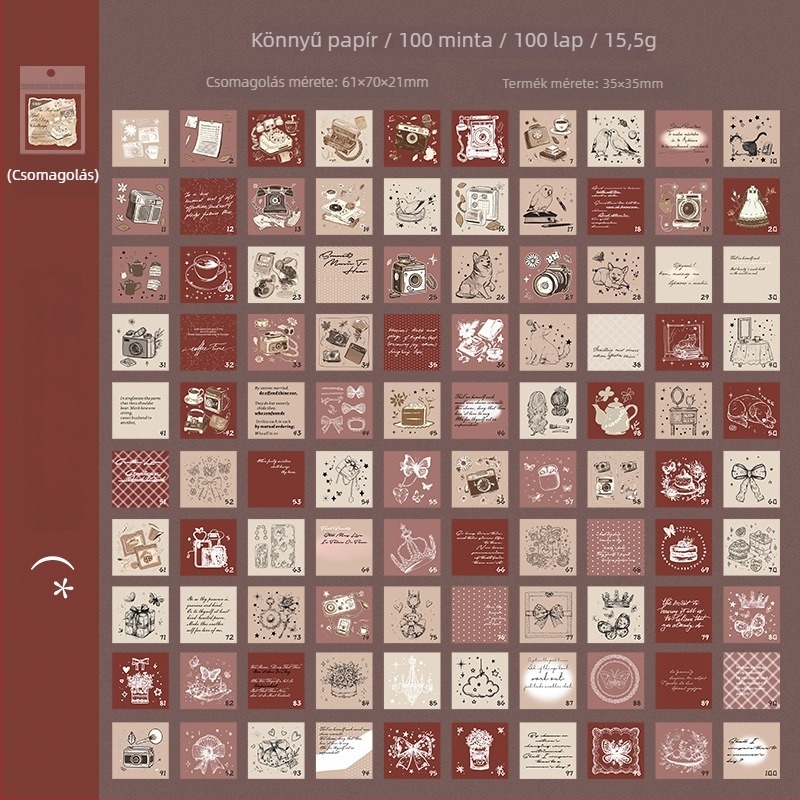 Ketchup Girl Mini Napló – eredeti stílus, könnyű papír, nyomtatott kidolgozás, 100 napos ellenőrzés sorozat, DIY dekoratív kollázs