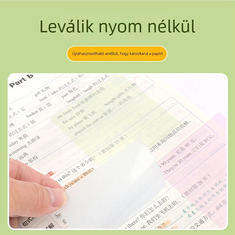 Leválasztható ragasztós jegyzetek – Átlátszó matt felülettel, gyöngyházfényű, 100 lap, testre szabható
