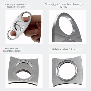 Kerek rozsdamentes acél szivarszívó olló készlet – 420 rozsdamentes acél, logónyomás elérhető