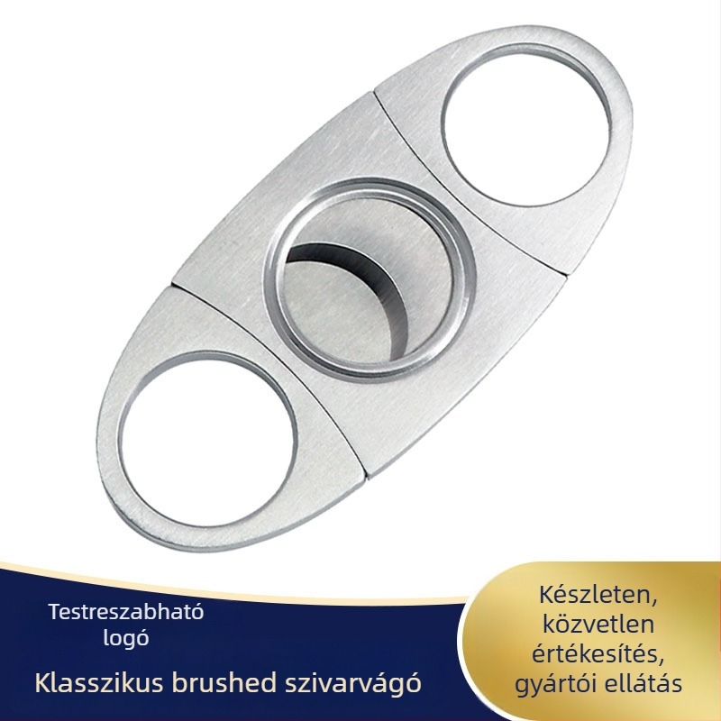 Kerek rozsdamentes acél szivarszívó olló készlet – 420 rozsdamentes acél, logónyomás elérhető