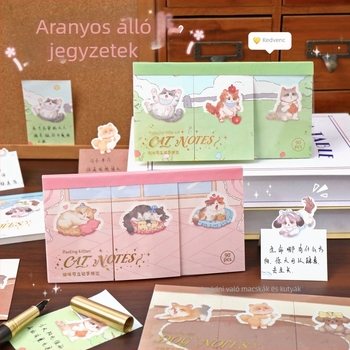 Karikatás álló jegyzetfüzet aranyos macska illusztrációval, napló dekorációjához, alapanyag jegyzetekhez