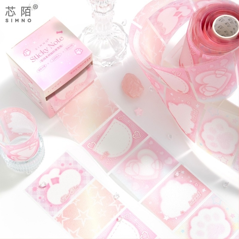 Xinmo Kinyúló Jegyzetek Csillogó Csillagokkal és Pearleszcens Átlátszó Filmmel, Diák Jegyzetfüzet Címkével, 120 Belső Oldal, Ragasztható, IP Engedély Nincs