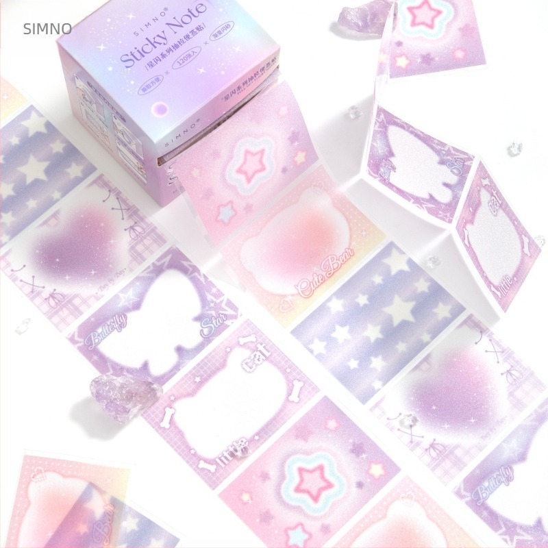 Xinmo Kinyúló Jegyzetek Csillogó Csillagokkal és Pearleszcens Átlátszó Filmmel, Diák Jegyzetfüzet Címkével, 120 Belső Oldal, Ragasztható, IP Engedély Nincs