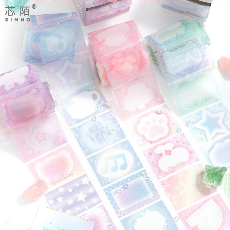 Xinmo Kinyúló Jegyzetek Csillogó Csillagokkal és Pearleszcens Átlátszó Filmmel, Diák Jegyzetfüzet Címkével, 120 Belső Oldal, Ragasztható, IP Engedély Nincs