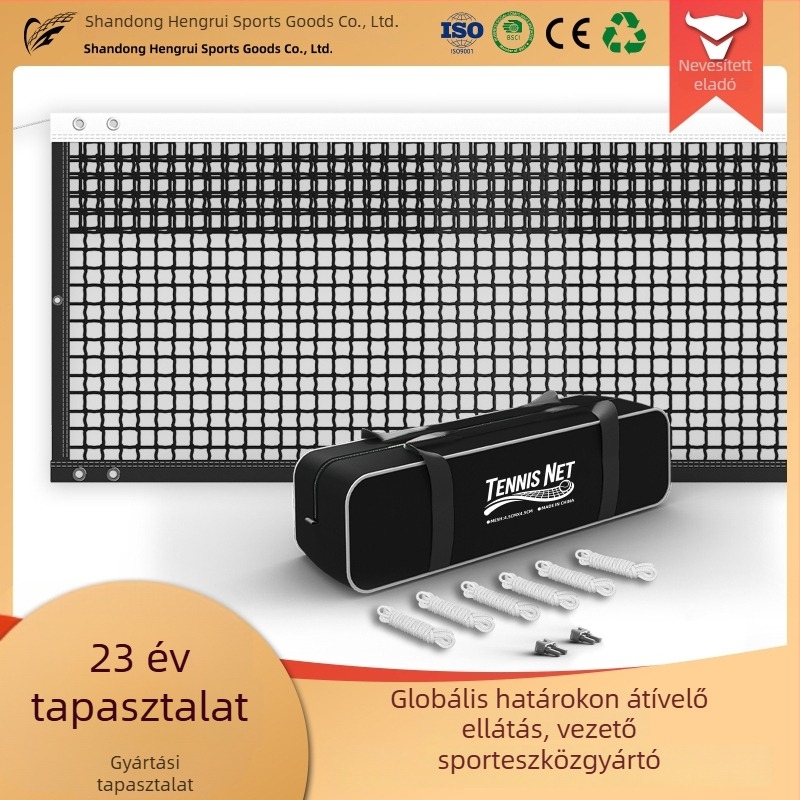 Testreszabott Standard Tenisz Háló — Polietilén, csomós vagy csomó nélküli, kis szemek, 5 rétegű átfedő, megerősített szövésű háló