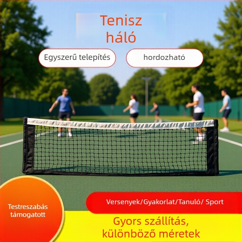 Hordozható beltéri/kültéri tenisz háló, professzionális versenyhez – acél sodrony, poliészter, 411468
